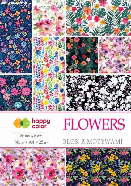 Happy Color Mintás papírkészlet 80g A4 15 lap 25 minta - Virágok