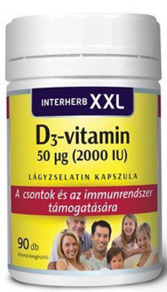Interherb xxl d3-vitamin 2000iu olívaolajjal kapszula 90db