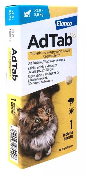 AdTab 48 mg rágótabletta macskák részére (2–8 kg) 1db