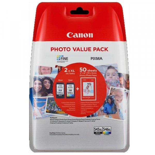 CANON® PG-545XL/CL-546XL ( fekete+színes ) EREDETI TINTAPATRON multipakk+50db
fotópapír, ~400/300 oldal ( 8286B006 )