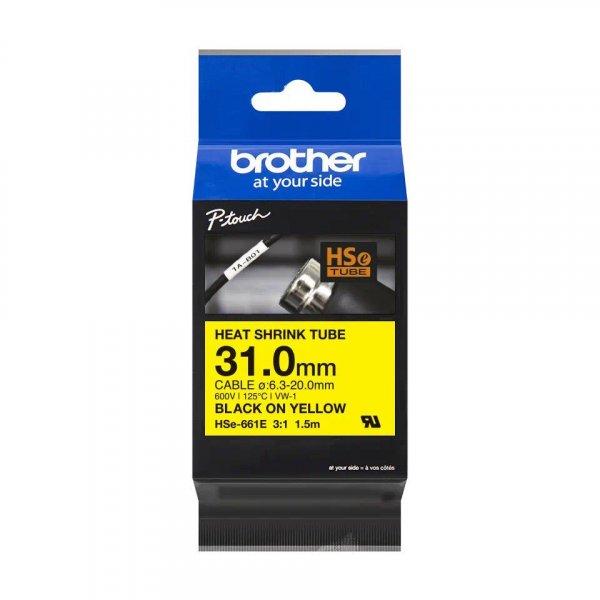 Brother HSE-661E P-Touch szalag 31mm Black on Yellow - 1,5m