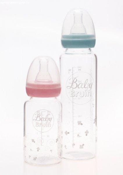 Baby Bruin hőálló üveg cumisüveg 240 ml - rózsaszín