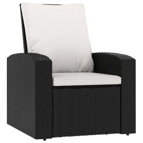 vidaxl dönthető Kerti szék párnával, polyrattan, fekete
