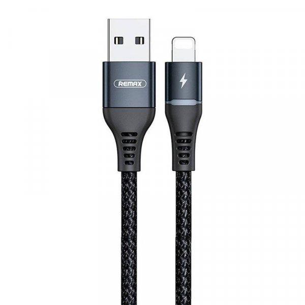 Remax Colorful Light USB Lightning kábel, 2,4A, 1m (fekete)