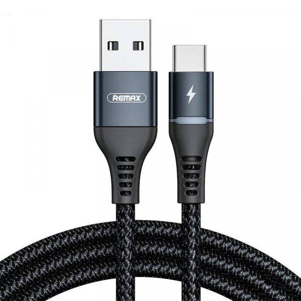 Remax Colorful Light USB-C kábel, 1 m, 2,4 A (fekete)