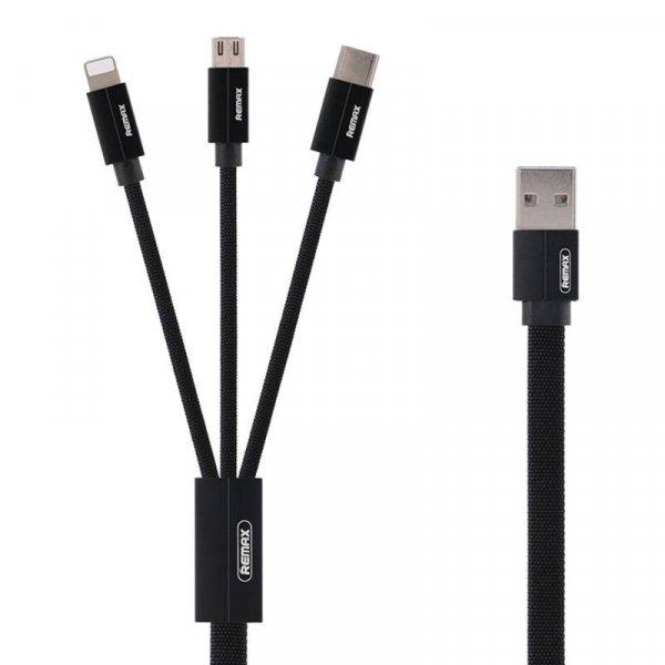 Remax Kerolla 3in1 USB kábel, 2m (fekete)