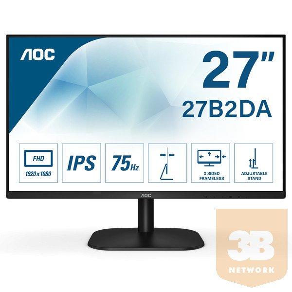 AOC IPS monitor 27" - 27B2DA 1920x1080, 16:9, 250 cd/m2, 4 ms, VGA, DVI,
HDMI, 75Hz
