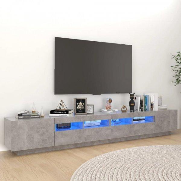 Betonszürke TV-szekrény LED-lámpákkal 260 x 35 x 40 cm