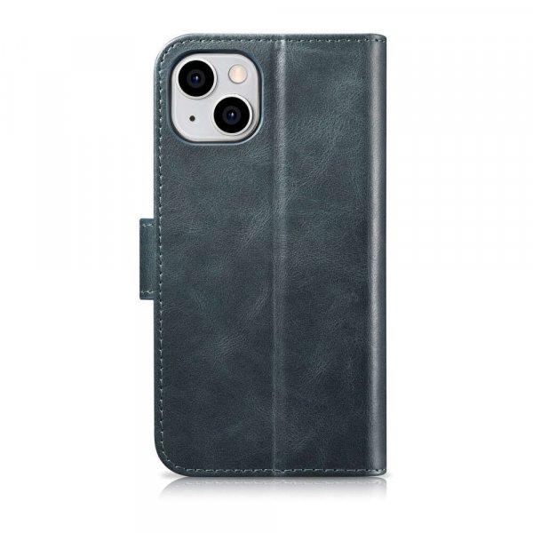 Apple iPhone 14 Plus iCarer Oil Wax Wallet Case 2in1 2in1 valódi bőr RFID tok,
Kék