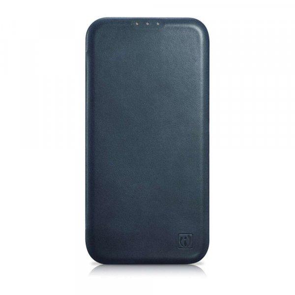 Apple iPhone 14 Pro iCarer CE Oil Wax Folio valódi bőr flip Magsafe tok, Kék