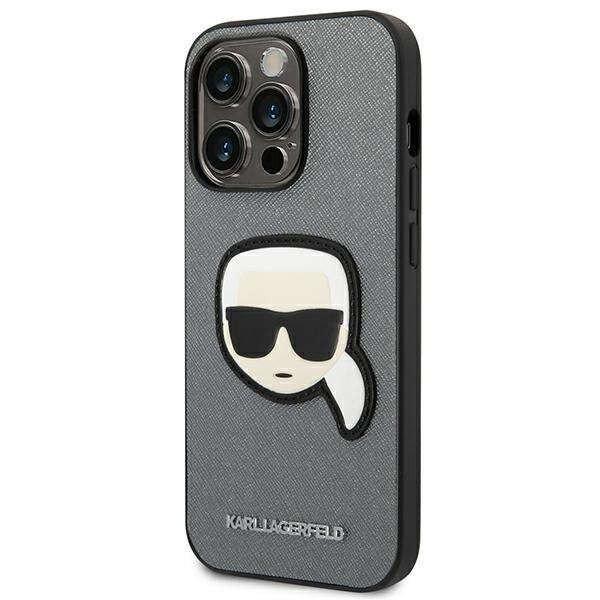 Apple iPhone 14 Pro Karl Lagerfeld Saffiano Karl's Head Patch tok -
KLHCP14LSAPKHG, Ezüst