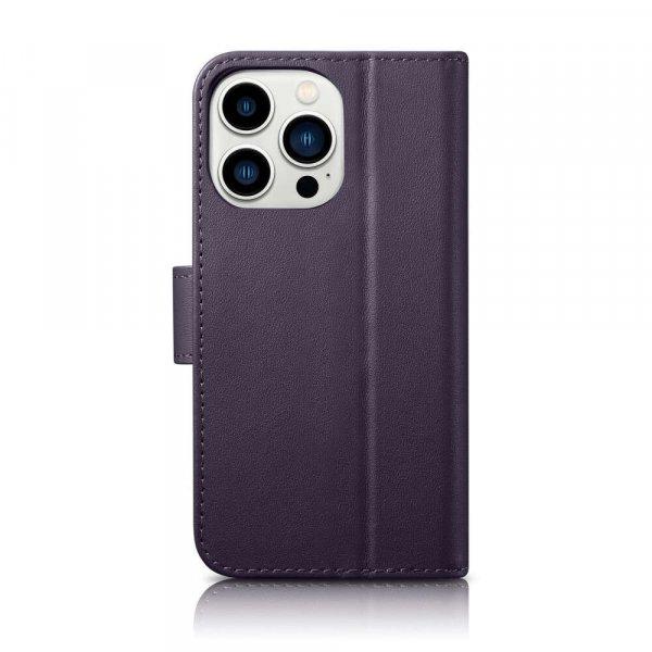 Apple Iphone 14 Pro Max iCarer Wallet Case 2in1 valódi bőr RFID tok, Lila
