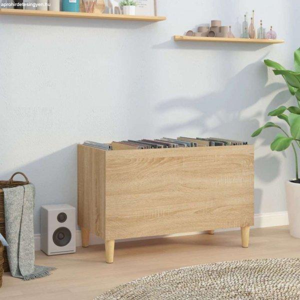 Sonoma-tölgyszínű szerelt fa hanglemezszekrény 74,5x38x48 cm