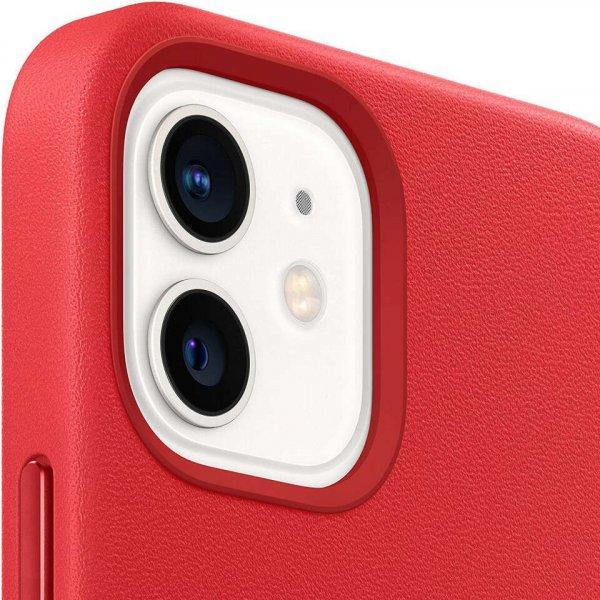 Apple védőtok iPhone 12 PRO MAX-hoz, MagSafe bőrtok, piros