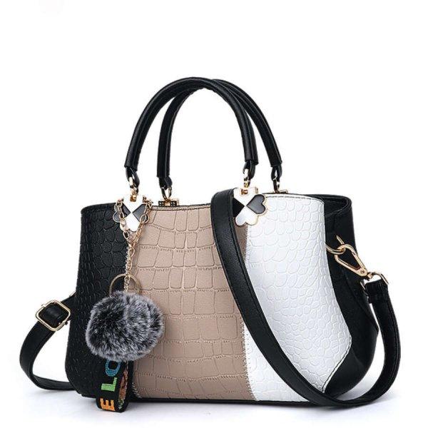 Kisméretű kígyóbőr mintás, háromszínű női kézi táska,
fekete-fehér-bézs aa-001256
