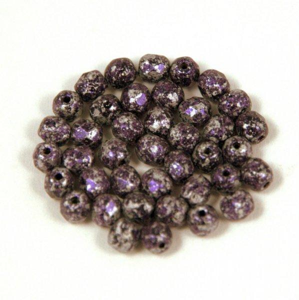 Cseh csiszolt golyó gyöngy - Tweedy Purple - 4mm