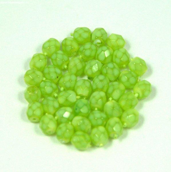 Cseh csiszolt golyó gyöngy - light green candy - 4mm