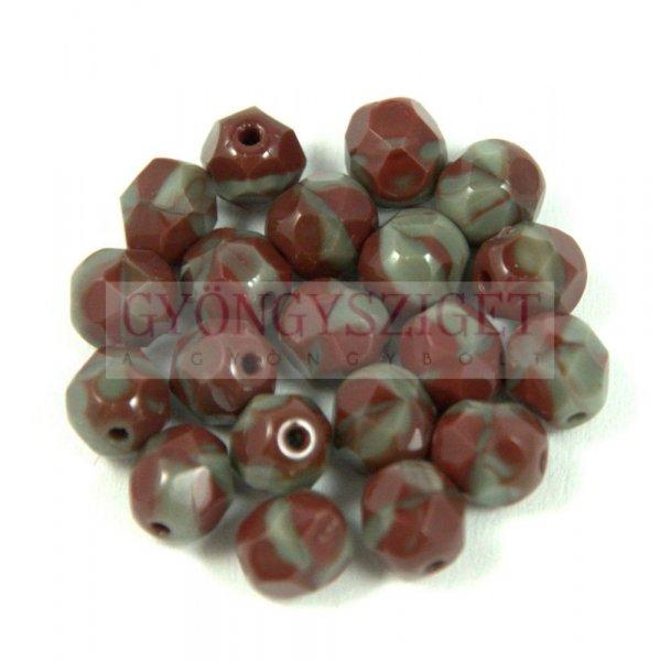 Cseh csiszolt golyó gyöngy - gray oxblood blend - 6mm