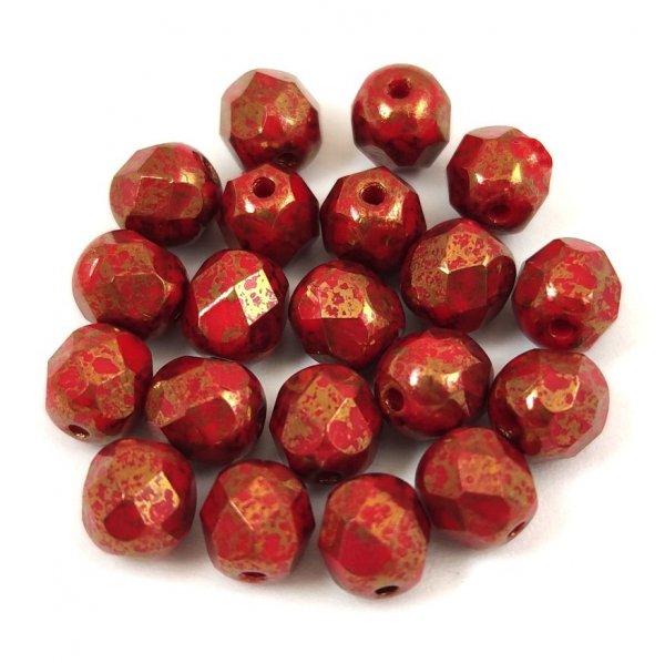 Cseh csiszolt golyó gyöngy - Red Bronze -6mm