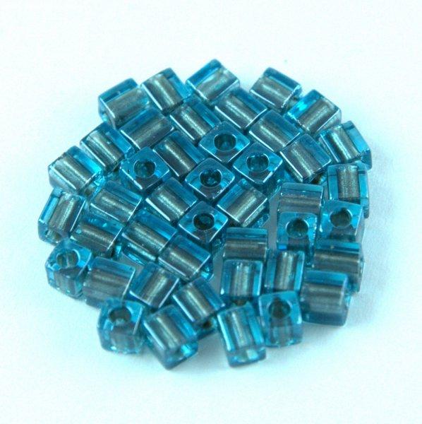 Miyuki kocka gyöngy - 2639 - Sparkling Pewter Lined Aqua - 4mm