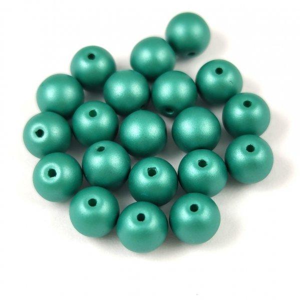 Cseh préselt golyó gyöngy - Silk Satin Dark Jade - 6mm