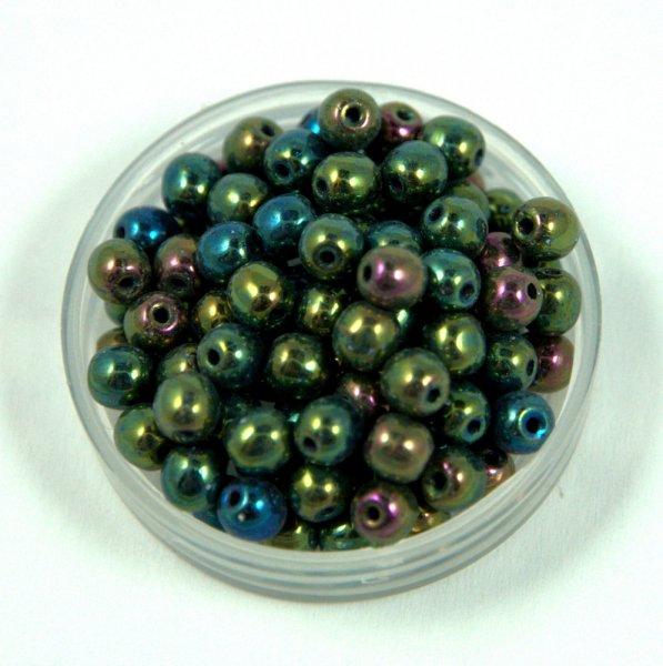 Préselt golyó gyöngy- metál zöld írisz - 4mm
