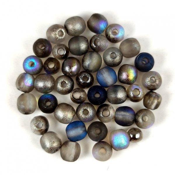 Cseh préselt golyó gyöngy - Crystal Etched Graphite Rainbow - 4mm