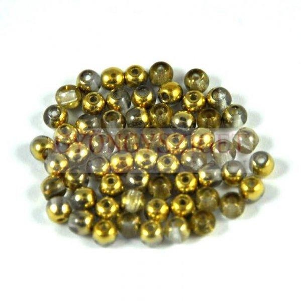 Cseh préselt golyó gyöngy - crystal half amber - 3mm-p