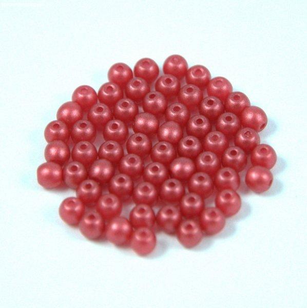 Cseh préselt golyó gyöngy - powder red metallic satin - 3mm