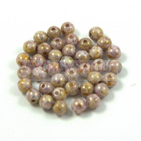 Cseh préselt golyó - White Brown Purple Bronz Luster - 3mm