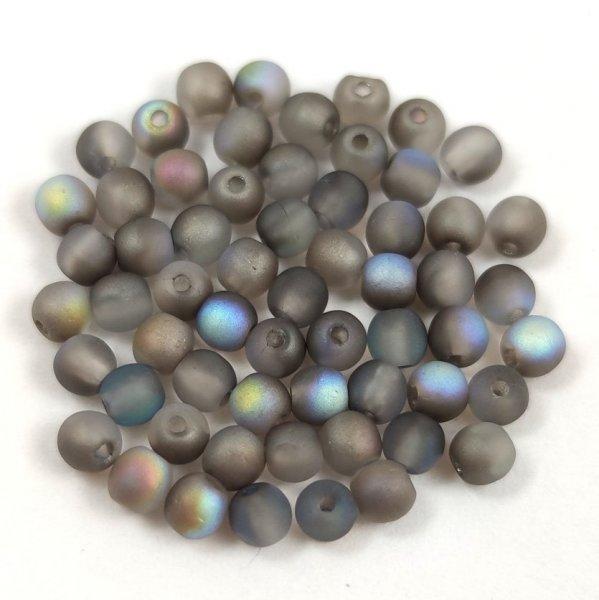 Cseh préselt golyó gyöngy - Crystal Matte Graphite Rainbow - 3mm