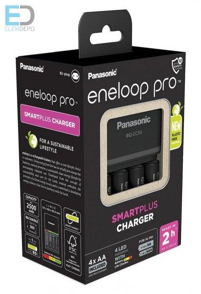 Panasonic Eneloop Smart Plus Pro Charger +4AA 2500mAh Töltő + akkumulátor
szett