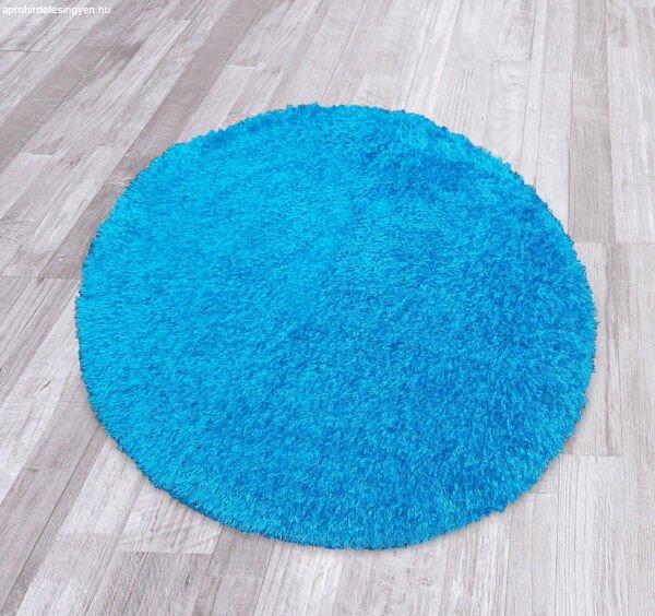Puffy egyszínű kerek szőnyeg 120cm - kék