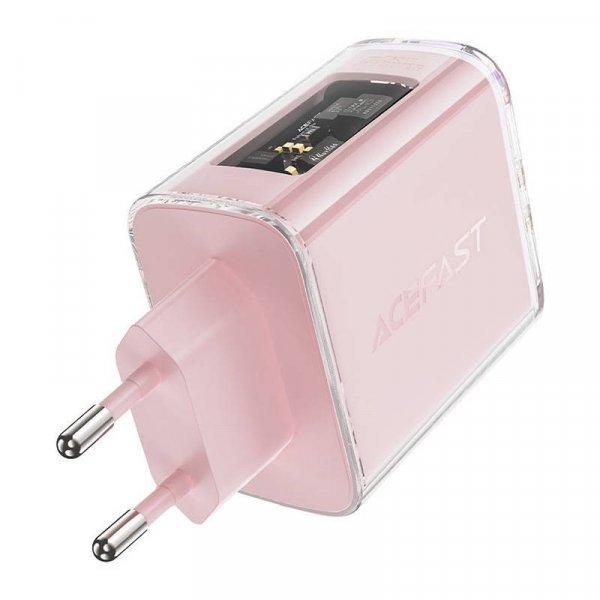 Acefast A45 hálózati töltő, 2x USB-C, 1xUSB-A, 65 W PD (rózsaszín)