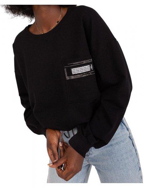 fekete felköthető crop pulóver