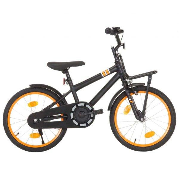 Fekete és narancssárga gyerekkerékpár elülső hordozóval 18