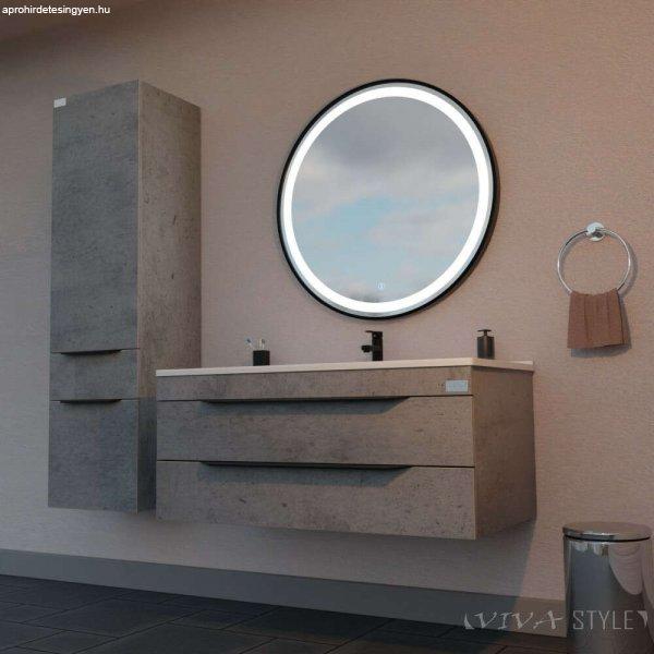 TMP IRON fürdőszobai tükör 80 cm - világítással - fekete keret - kerek
