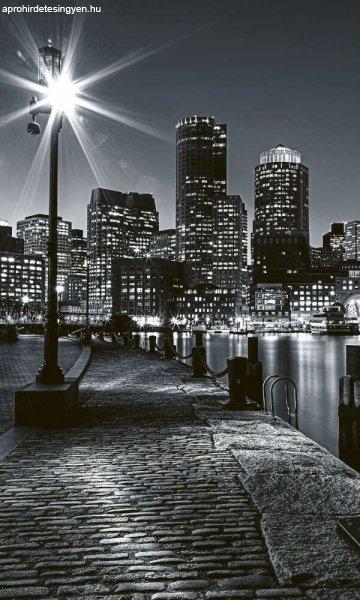Fekete-fehér éjszakai városkép, poszter tapéta 150*250 cm