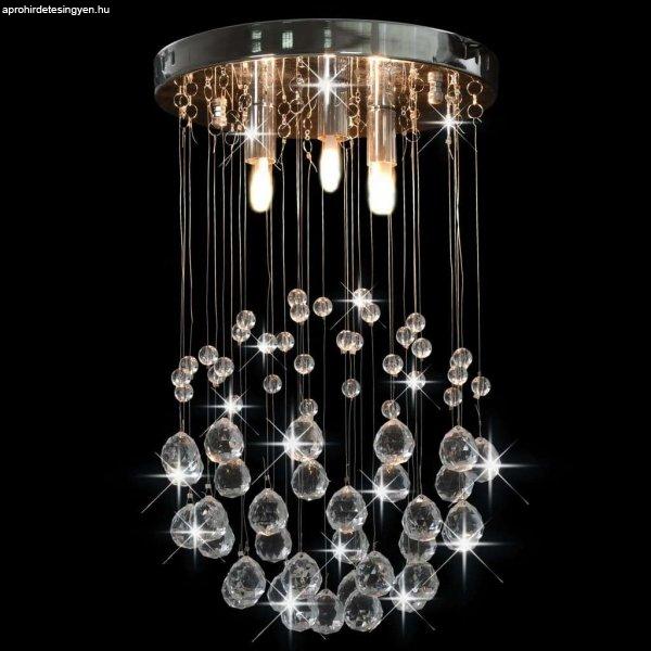 Ezüstszínű gömb alakú mennyezeti lámpa kristálygyöngyökkel 3xg9