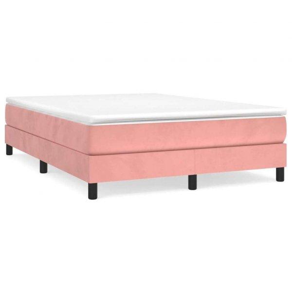 Rózsaszín bársony rugós ágy matraccal 140x200 cm