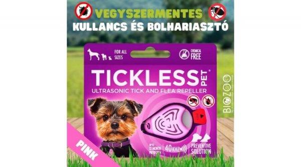 Vegyszermentes ultrahangos kullancs- és bolhariasztó medál kutyáknak és
macskáknak, TICKLESS - pink