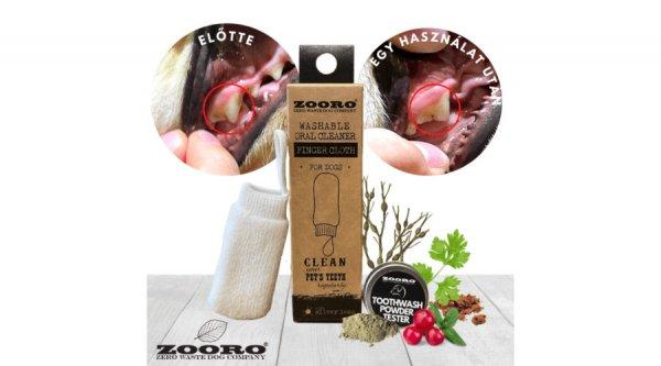 Zooro mosható és ujjra húzható, ezüstionos fogtisztító kutyáknak,
ajándék fogmosó porral