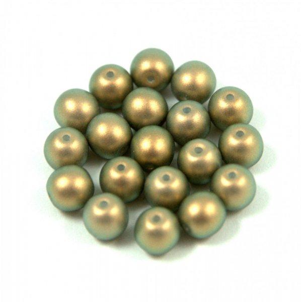 Cseh préselt gyöngy - Light Olive Golden Shine - 8mm