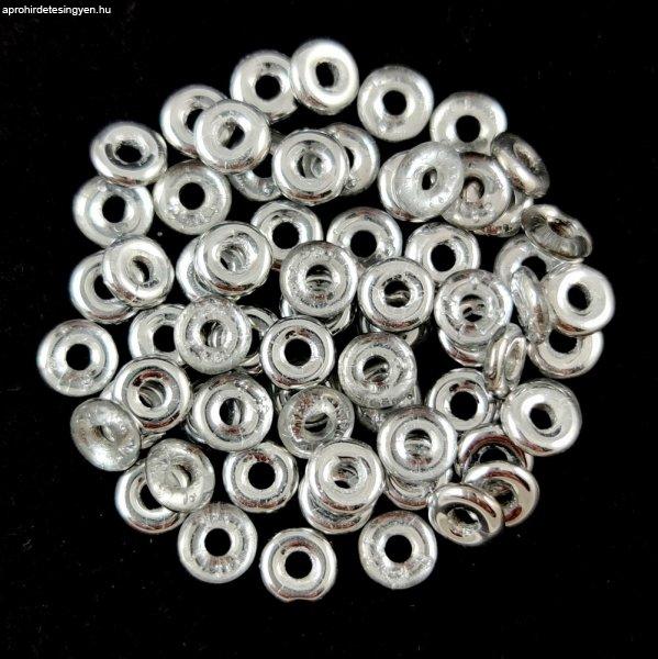 Cseh préselt gyöngy - Fish ring - Crystal Half Silver - 1x4mm