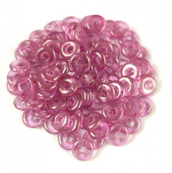 Cseh préselt gyöngy - Fish ring - Crystal Pink Luster - 1x4mm