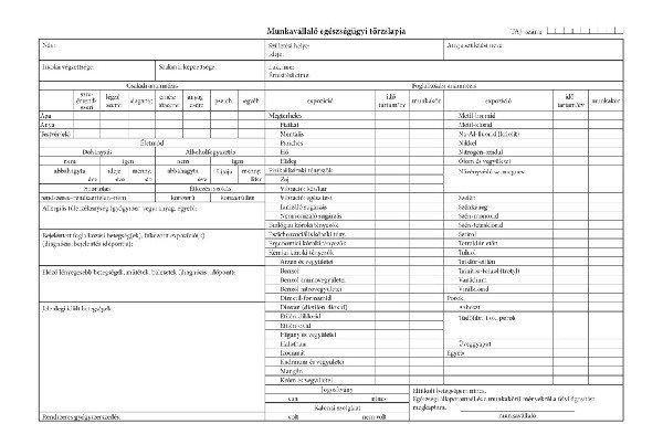 Munkavállaló egészségügyi törzslapja szabadlap 290x195 mm B.3161-4/UJ