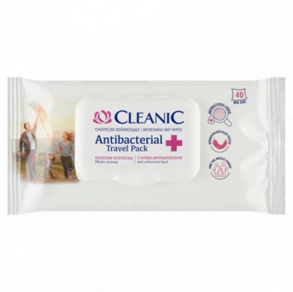 Cleanic antibakteriális nedvesített frissítő törlőkendő családi
kiszerelés 40 db