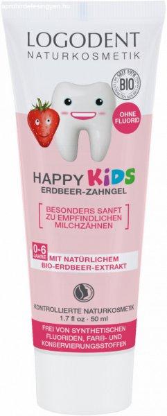 Logodent bio happy kids fluoridmentes gyermek foggél eper kivonattal 50 ml