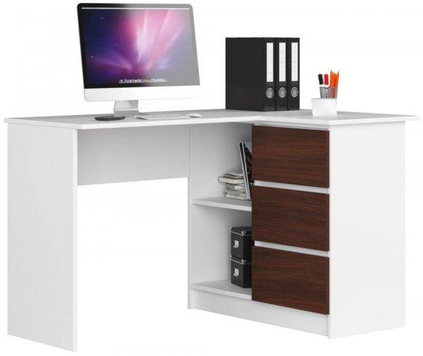 Sarok íróasztal - Akord Furniture - 124 cm - fehér / wenge
