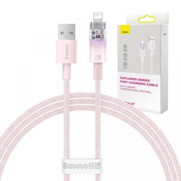 Gyorstöltő kábel Baseus USB-A és Lightning Explorer Series 1m, 2,4A
(rózsaszín)